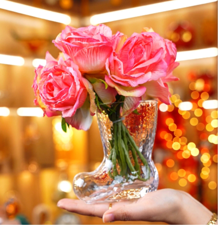 简约不规则高级感玻璃花瓶透明水养客厅插花桌面装饰艺术摆件