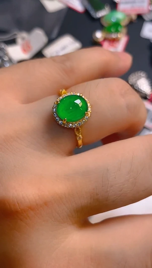 翡翠银S925镶嵌耳饰天然