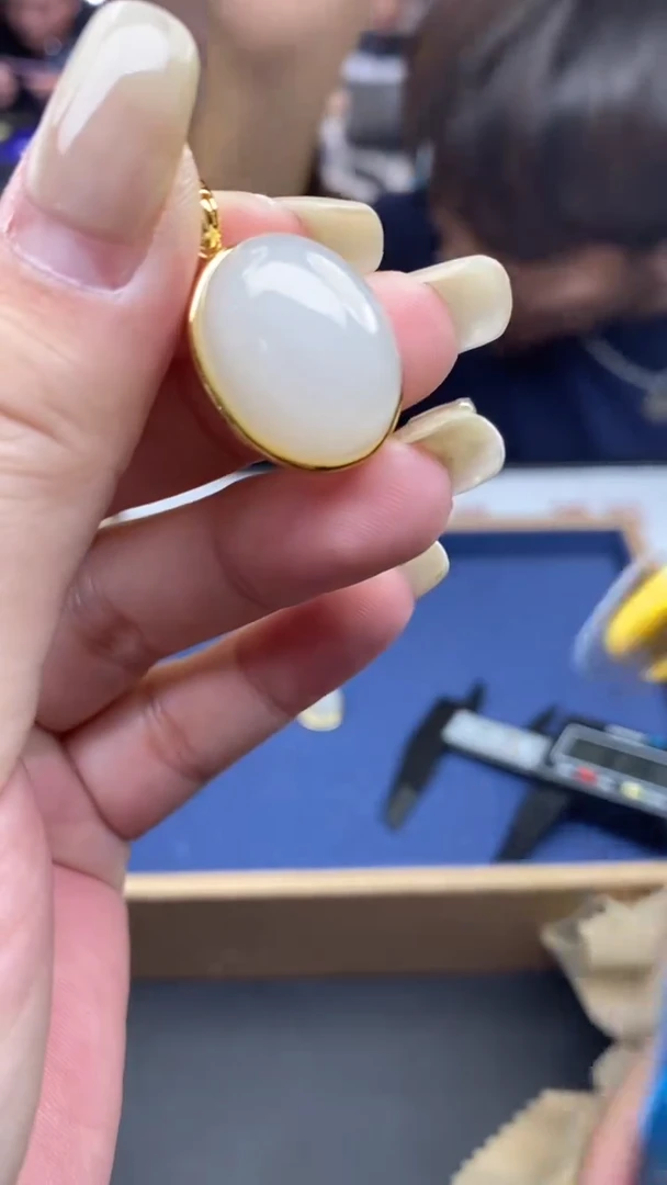 吊坠(不含链)银S925镶嵌和田玉多样性发其一-吊坠-D10436