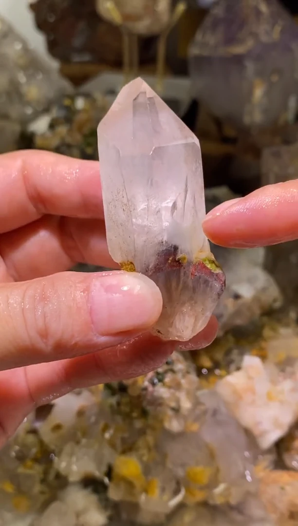 未镶嵌珠宝半成品水晶43号44g白兔毛+红隐山四川超七花园水晶