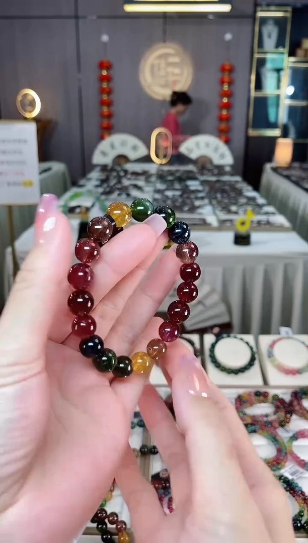 未镶嵌老矿碧玺色标彩虹单圈手串10mm+碧玺多样性发一条hon