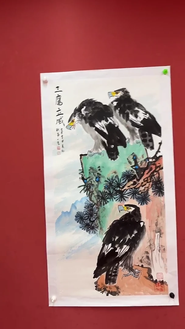 国画三鹰立威
