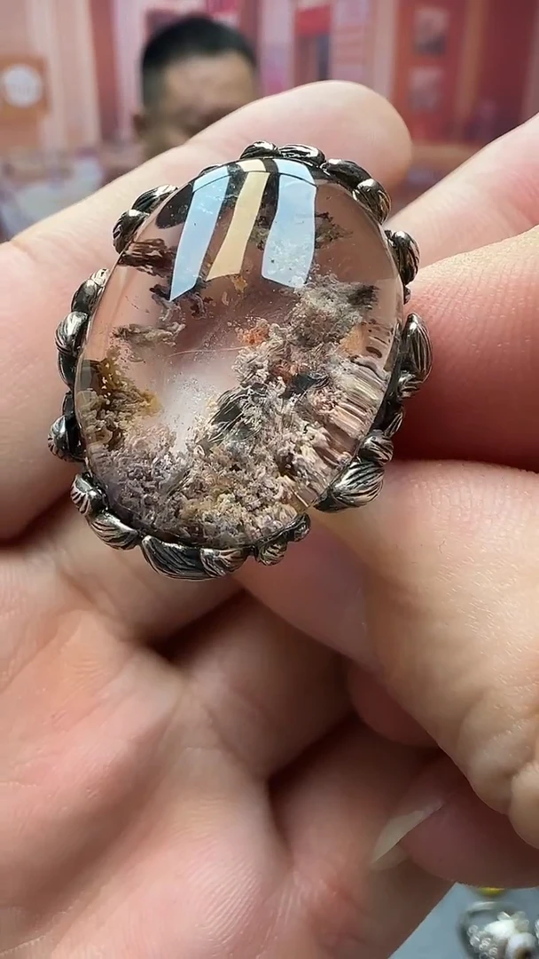 水晶戒指银S925镶嵌水晶戒指
