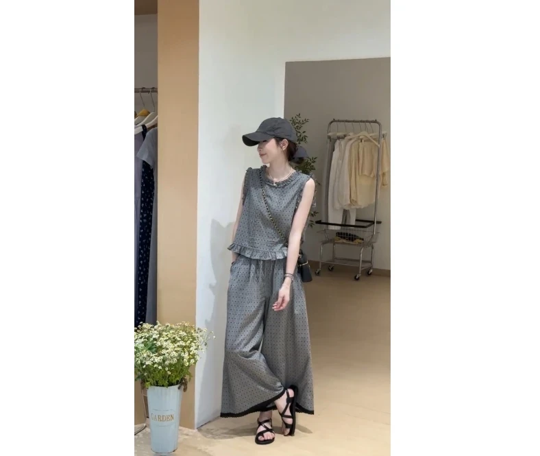 【灰精灵】夏季新款韩系休闲显瘦时尚设计感拼接025年设计感两件套