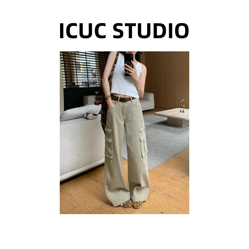 ICUC STUDIO-【MV工装阔腿牛仔裤】新款宽松垂感拖地裤032