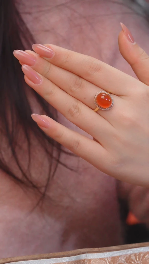 【闪购商品】南红玛瑙戒指18K金镶嵌多样性发@@N4098