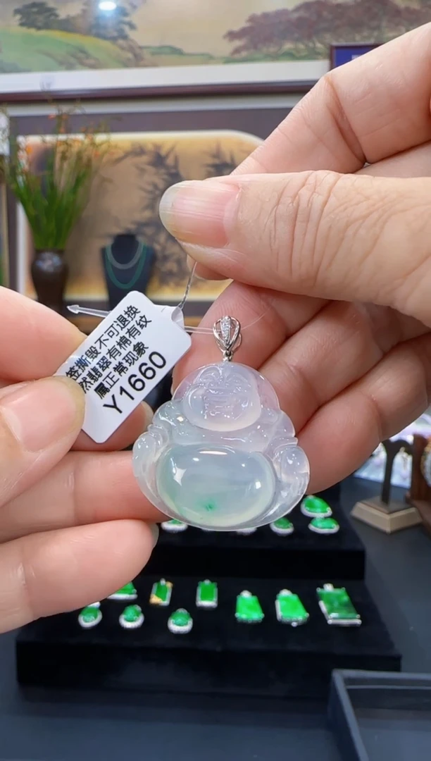 颈饰18K金镶嵌翡翠Y1660佛公