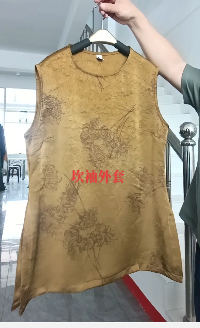 时尚百搭夏季无袖背心女上衣新款新国风圆领坎袖女外套