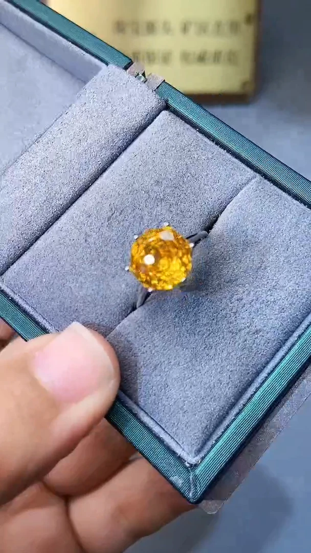 【闪购商品】黄晶戒指银S925镶嵌3444