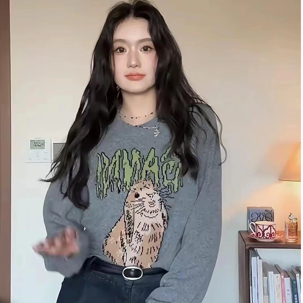 Gann女孩必备丑萌兔子欧若风毛衣