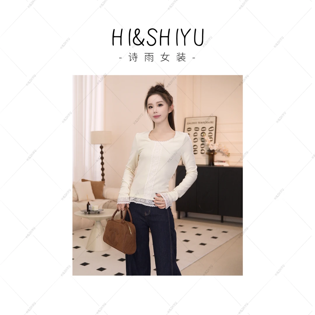 JCSY【蕾丝T】秋季新款百搭毛衫