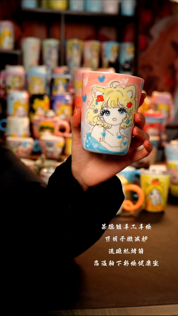景德镇手工手绘陶瓷杯杯