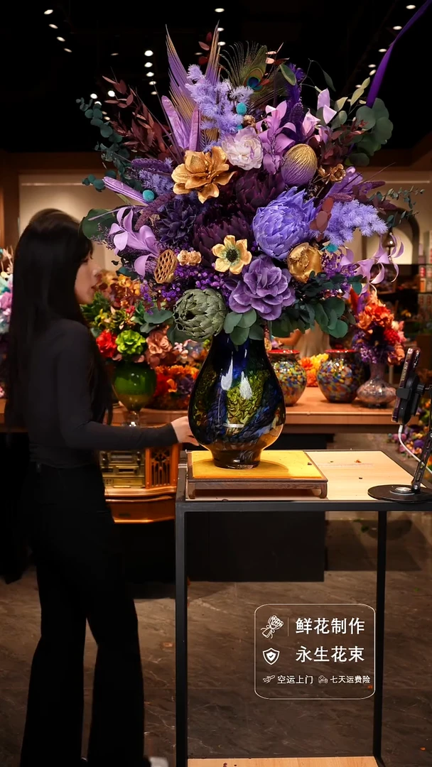 手工艺品琉璃手工花器花束空运包邮送货上门-以图片为准