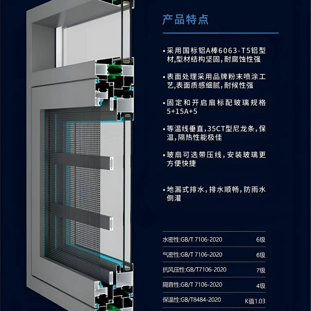 90系列自建房窗纱一体系统窗