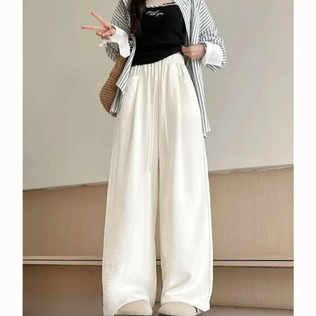 新款春夏肌理感奶芙山本阔腿裤