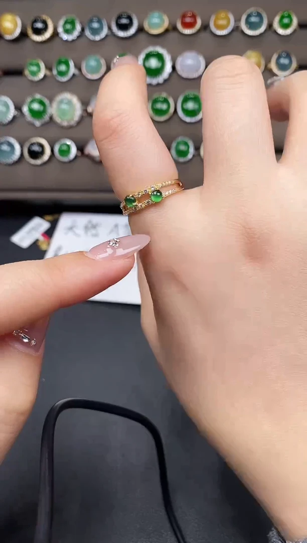 银S925镶嵌戒指翡翠111