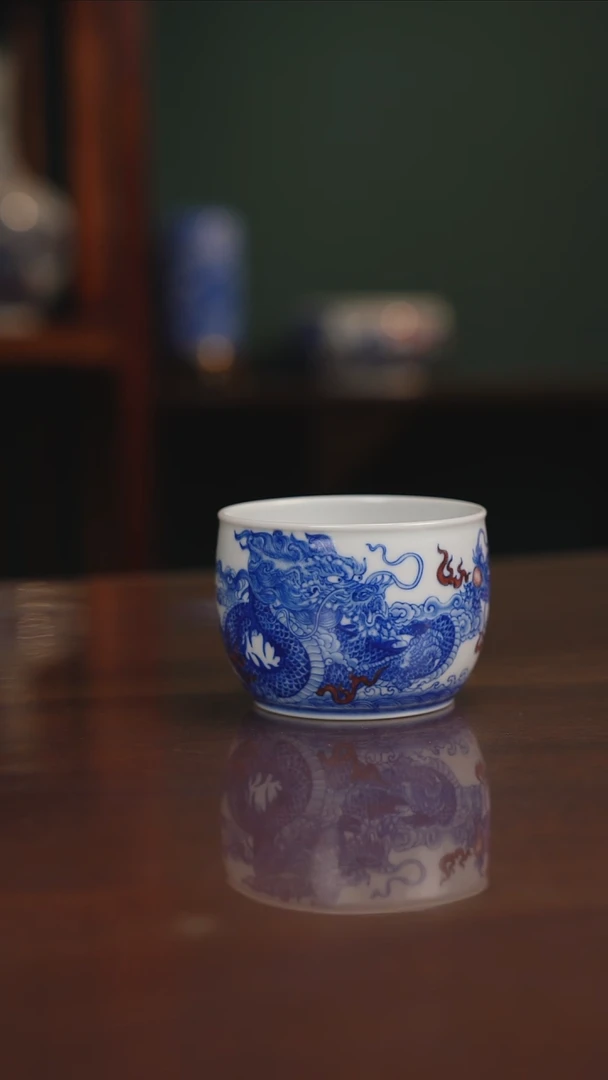自成堂柴窑青花双龙