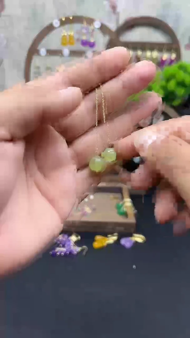 银S925镶嵌东陵石耳饰044