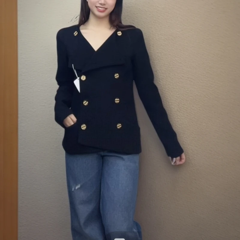 未使用 Chanel/香奈儿 Chanel 埃及系列双排扣黑金外套 黑色38