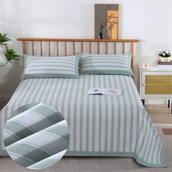 【玉女手织布非遗土布】包边纯棉粗布三件套凉席透气吸汗舒适