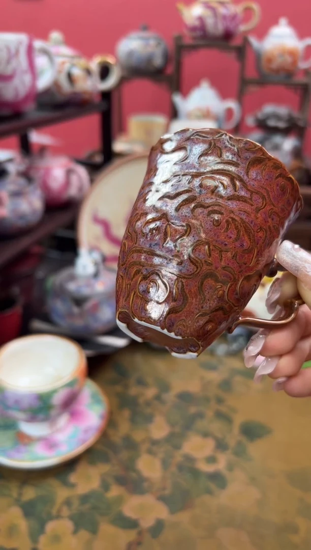 【闪购商品】红金釉祥云咖啡杯