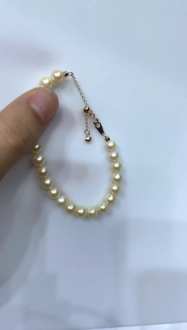 海水珍珠银S925镶嵌手链6-7