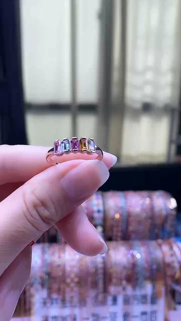 戒指银S925镶嵌碧玺345354354354