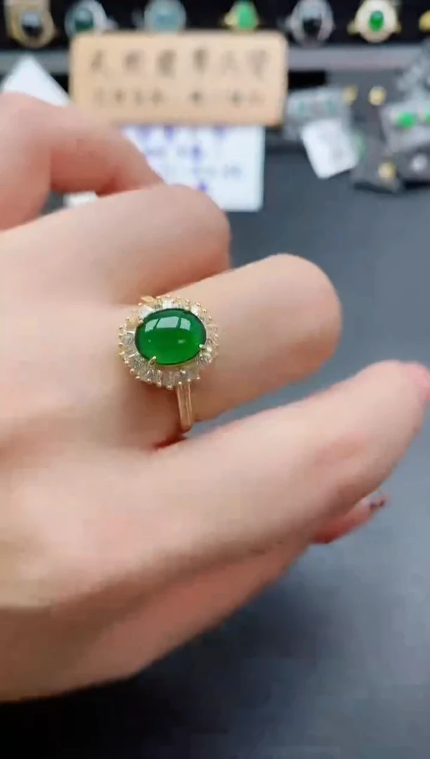 银S925镶嵌戒指翡翠1