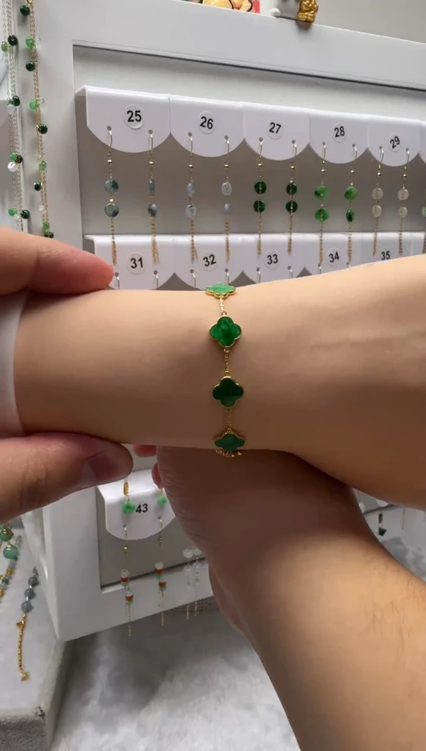 18K金镶嵌手链翡翠缅甸天然翡翠a货