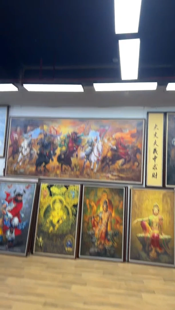 油画。*会黄财神办公室客厅茶室玄关走廊家居版画挂画客厅油画