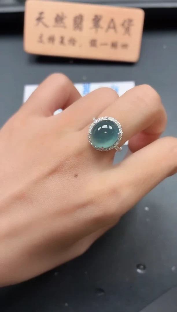 银S925镶嵌戒指翡翠111