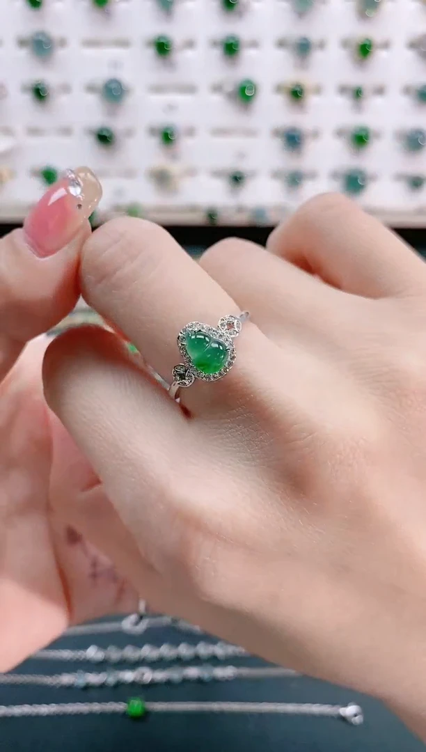 【闪购商品】翡翠戒指银S925镶嵌天然翡翠