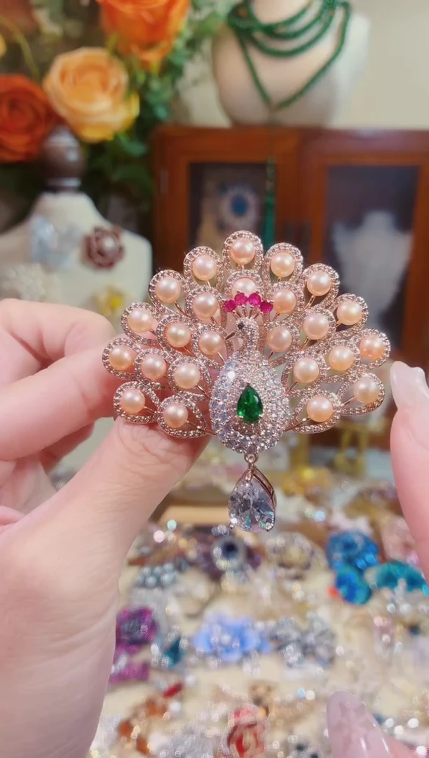 合成立方氧化锆铜合金孔雀开屏