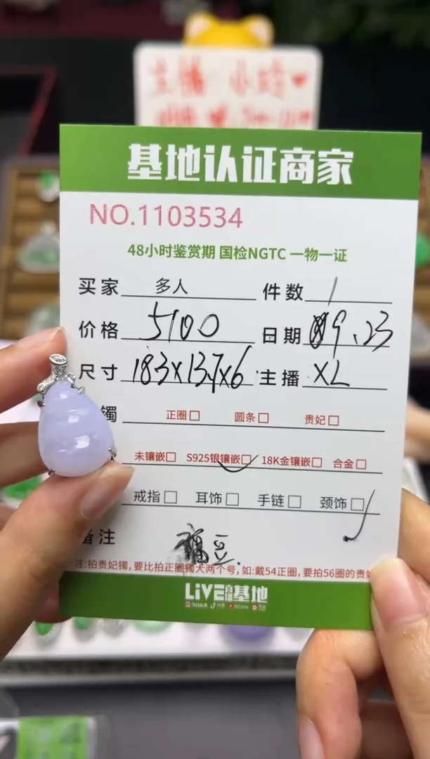 吊坠(不含链)银S925镶嵌翡翠多人