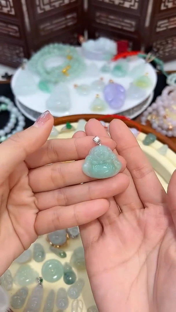 【闪购商品】翡翠吊坠(不含链)18K金镶嵌020缅甸天然A货翡翠