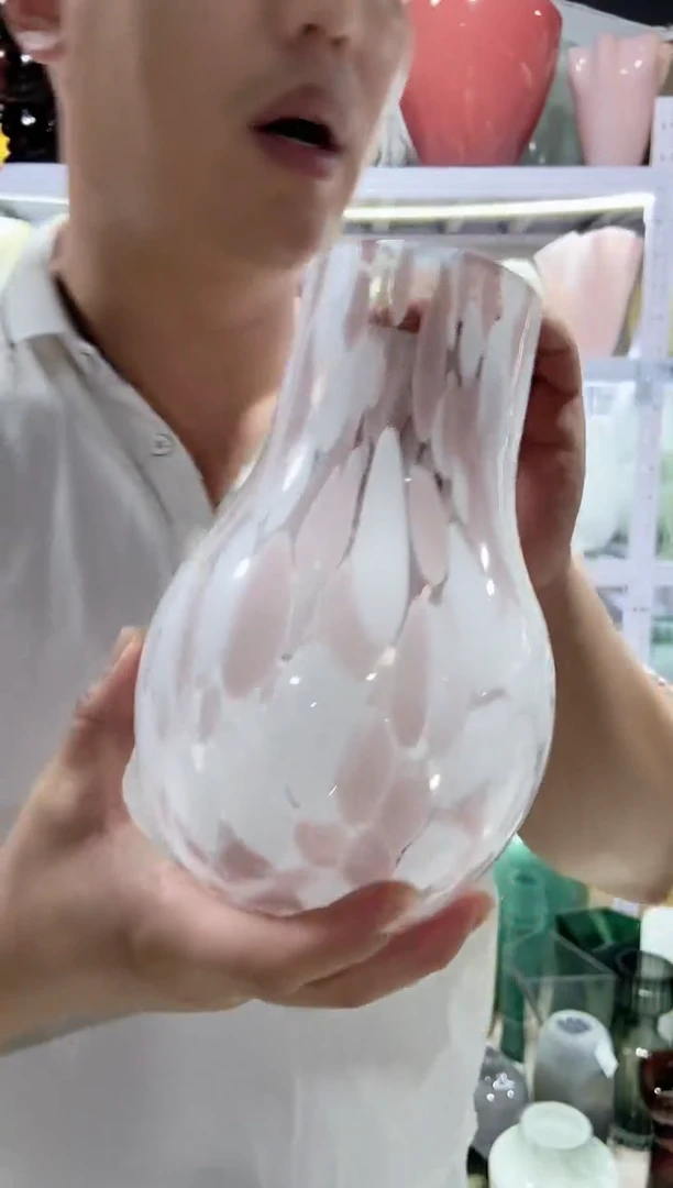 网红粉色彩点花瓶微瑕介意勿拍