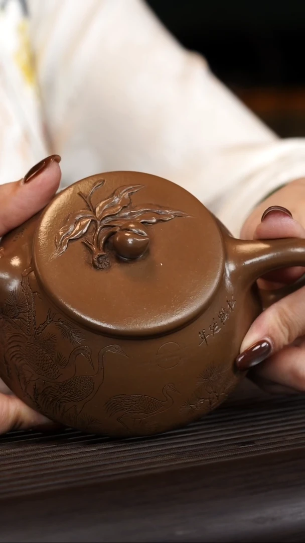 茶壶紫砂【蒋兴仁】琥珀金砂福寿康宁    300CC