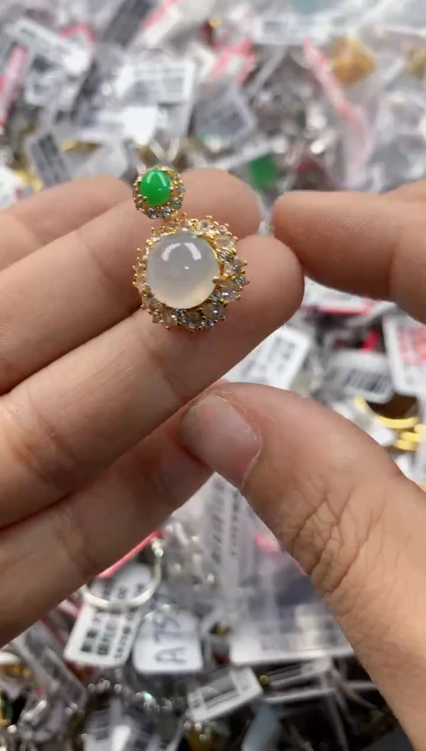 银S925镶嵌戒指翡翠444   9