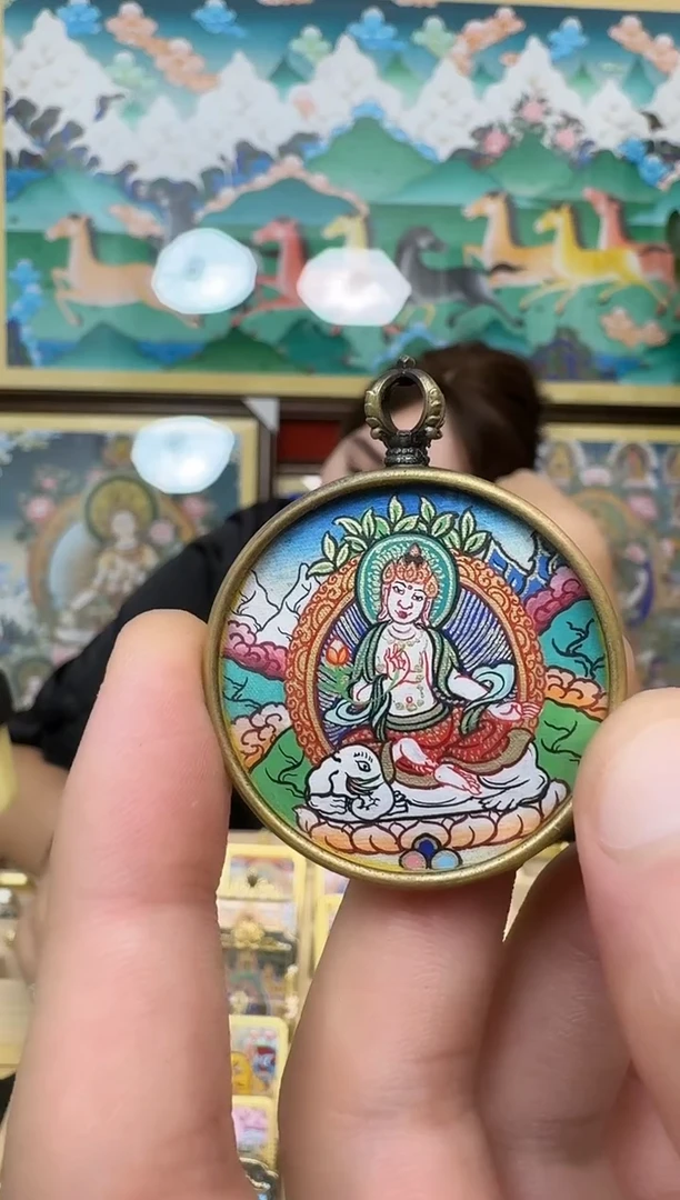 吊坠普老师-热贡纯手绘唐卡吊坠