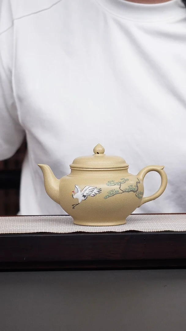 茶壶紫砂本绿泥绘笑樱