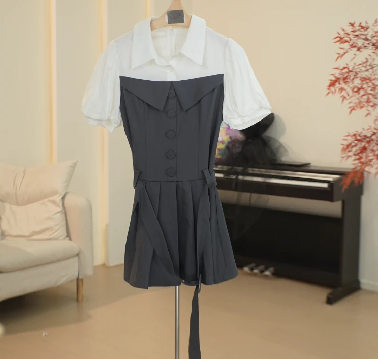 C143 ML系列拼接设计感西装连衣裙