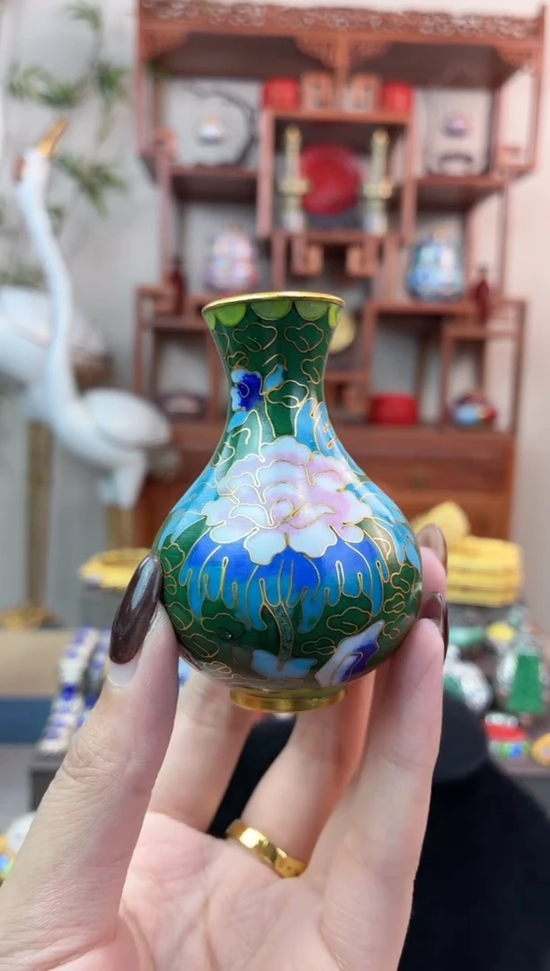 非遗手工景泰蓝小瓶绿色