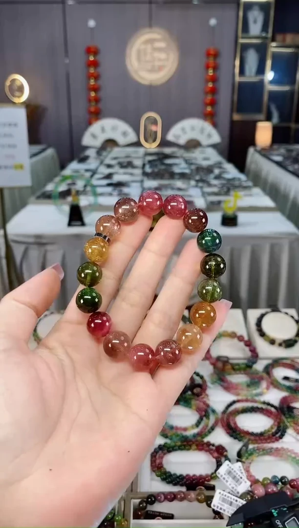 未镶嵌收藏级老矿碧玺单圈手串12mm+碧玺hon多样性发一条