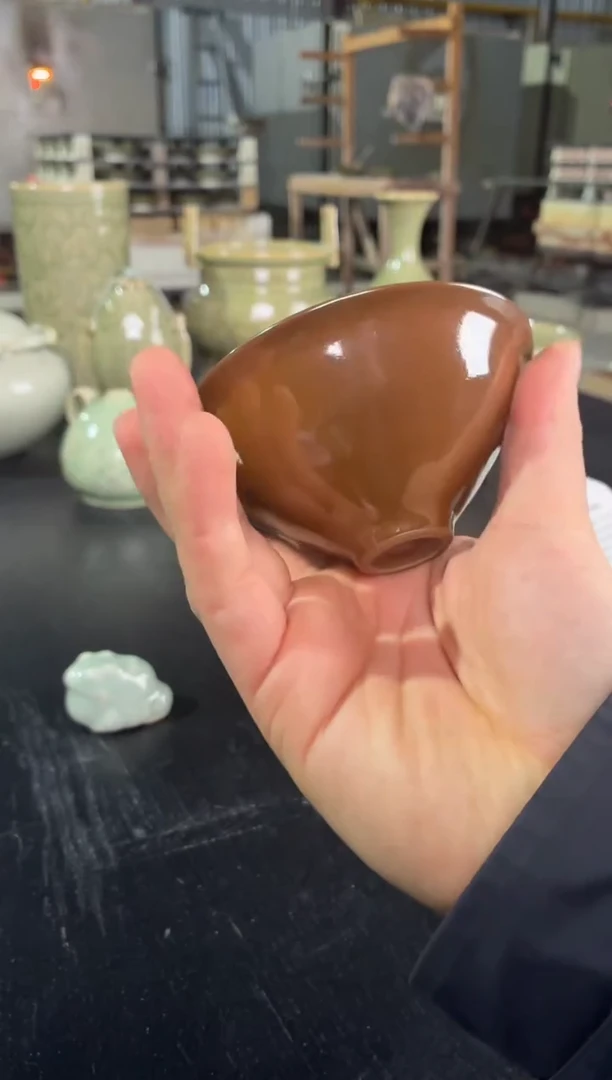 耀州窑仰山紫金釉斗笠