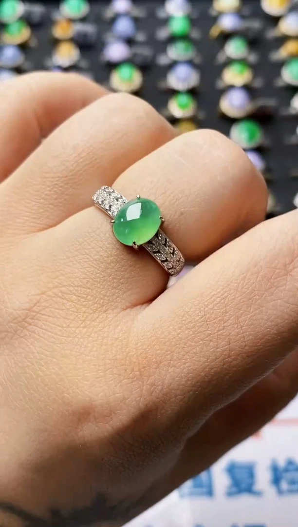 银S925镶嵌戒指翡翠0030