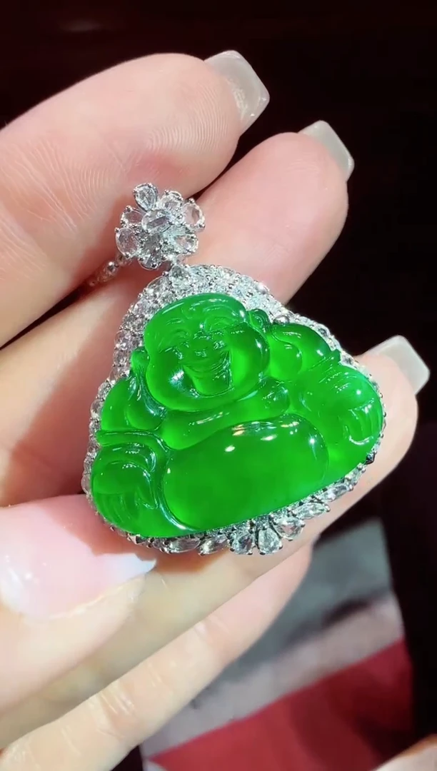 【闪购商品】翡翠吊坠(不含链)18K金镶嵌佛公