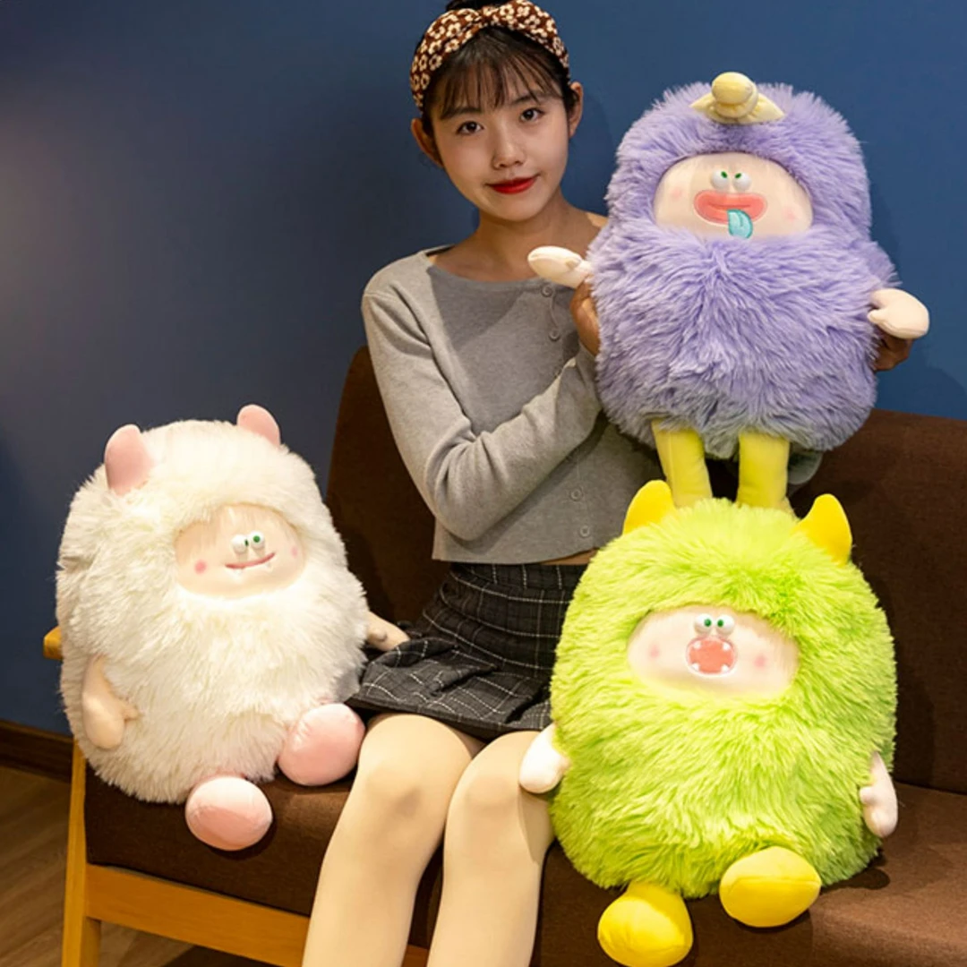 可爱丑萌小怪兽毛绒玩具布娃娃床上抱枕睡觉生日礼物长毛玩偶女生