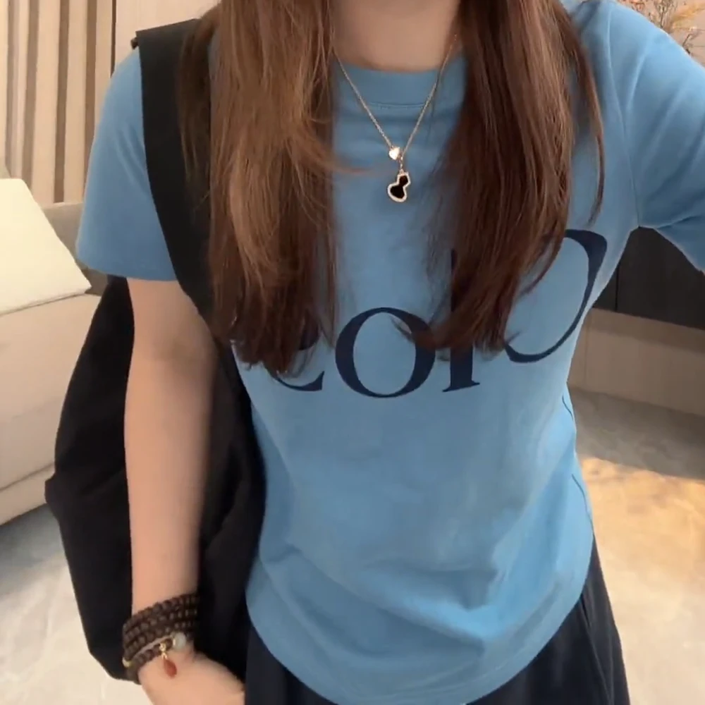 美式字母印花修身显瘦短袖T恤女2025夏季上衣