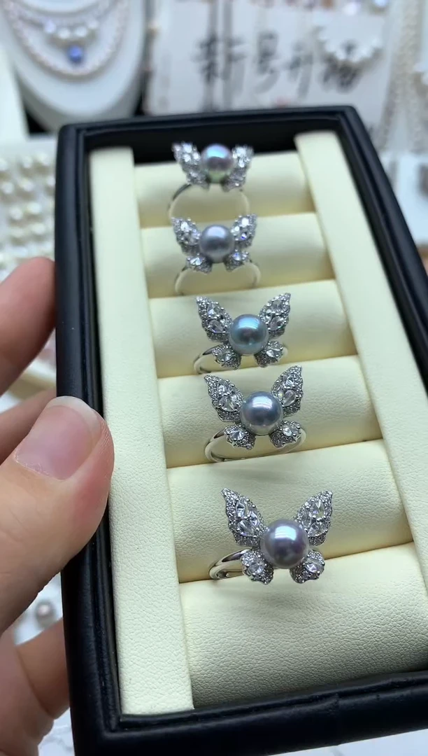 海水珍珠戒圈银S925镶嵌多样性发其一