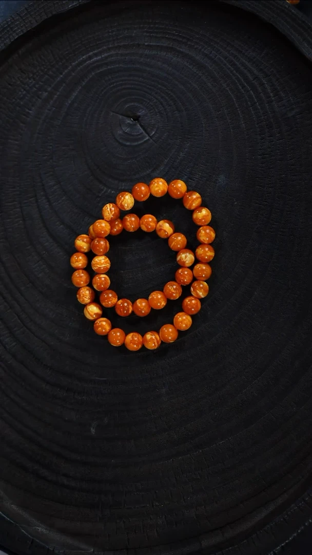 未镶嵌琥珀裸石老蜡妖孽花9mm双圈